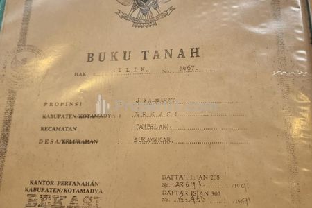 Jual Tanah Lahan 1000 Hektar di  Zona Kuning Sukawangi Bekasi