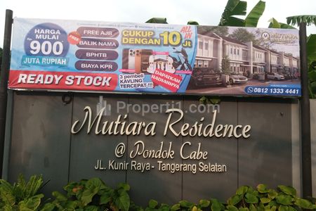 Dijual Rumah 1 Lantai Bebas Banjir di Mutiara Residence Pondok Cabe Tangerang Selatan