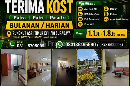 Disewakan Rumah Kost Murah Surabaya, Kos Kosan dekat Kampus Surabaya, Kost Eksklusif Surabaya, Kost Mahasiswa Surabaya