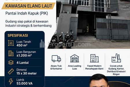 Dijual Gudang Siap Pakai di Kawasan Industri Strategis Elang Laut, Pantai Indah Kapuk (PIK), Jakarta Utara