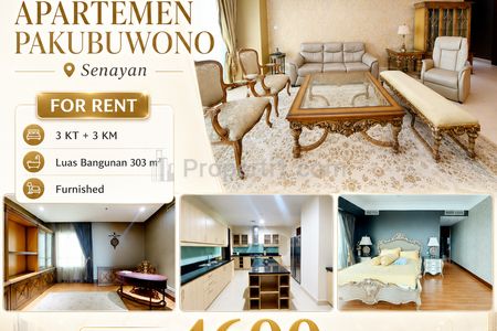 For Rent Apartment Pakubuwono Residences Tower Basswood 303 m² — 21st Floor Luxury Unit 3 Bedroom Furnished