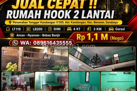 Dijual Rumah SHM Siap Huni 2 Lantai di Benowo Surabaya - LT119 LB200 Fasilitas Lengkap, Lingkungan Perumahan Aman Bebas Banjir, Banyak Bonus