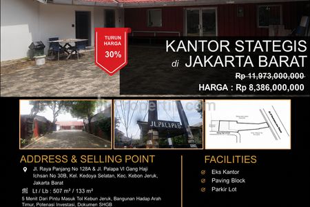 Dijual Cepat Aset Komersial Kebon Jeruk - Eks Kantor, Cocok untuk Usaha & Investasi Nego !!
