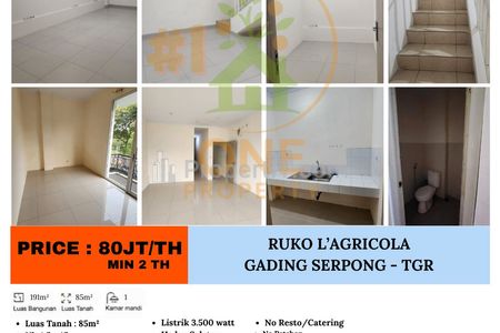Disewakan Ruko L'Agricola, Gading Serpong - Tangerang