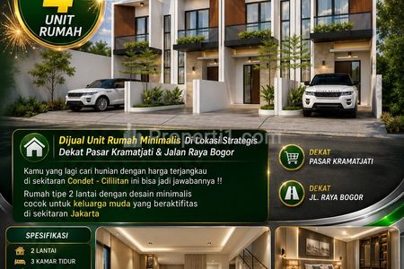 Dijual Rumah Minimalis 2 Lantai Area Condet Cililitan, Jakarta Timur