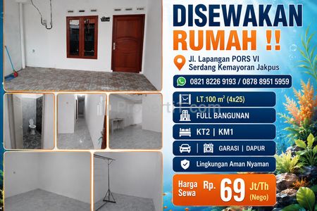 Rumah Disewakan Murah LT100 Full Bangunan Lingkungan Aman Nyaman di Kemayoran Jakarta Pusat