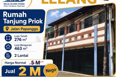 Dijual Rumah Besar 463m² di Papanggo, Tanjung Priok, Jakarta Utara – Aset Lelang Murah Bawah Pasar