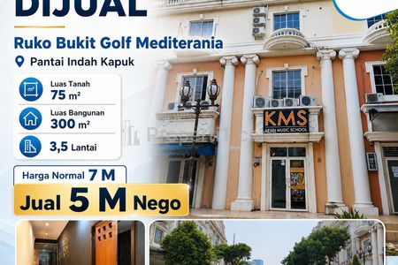 Dijual Ruko 4 Lantai Bukit Golf Mediterania PIK Jakarta Utara – di Bawah Harga Pasar!