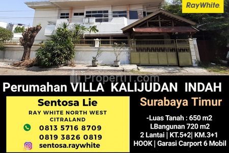 Dijual Rumah Villa Kalijudan Indah - Rumah Hook 2 Lantai Surabaya Timur - Spesial 5+2 Kamar Tidur - Garasi Carport 6 Mobil - SHM - Dekat Galaxy Mall